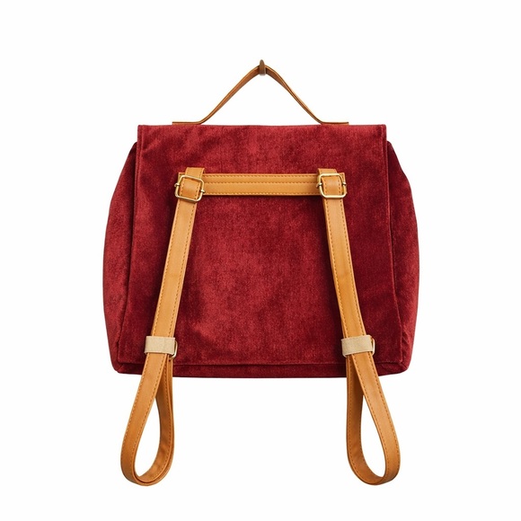 Harry Potter Hogwarts Velvet Backpack Burgundy Gold Crest | New Without Tags - Picture 4 of 6